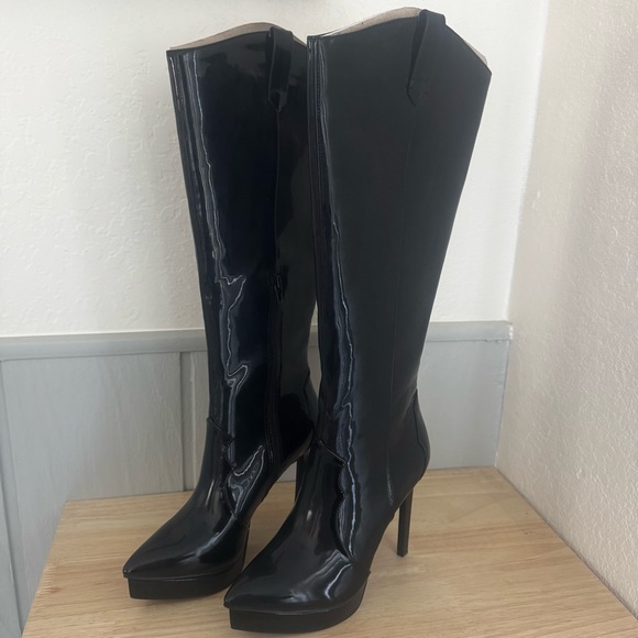 THALIA SODI Trixi Knee Boots Womens Black Platform Comfort  Pointy Toe  Zip-Up - Picture 3 of 13